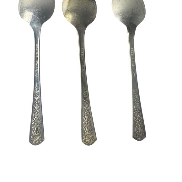 Set Of 3 Meridian Silver Plate Co. Dessert Teaspoon Spoon Vintage - Picture 9 of 15